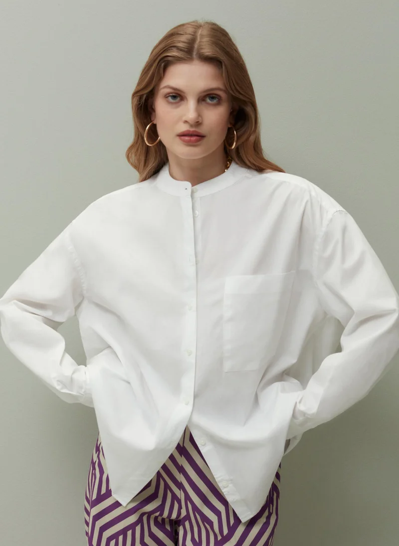 او في اس PIOMBO relaxed-fit shirt with band collar