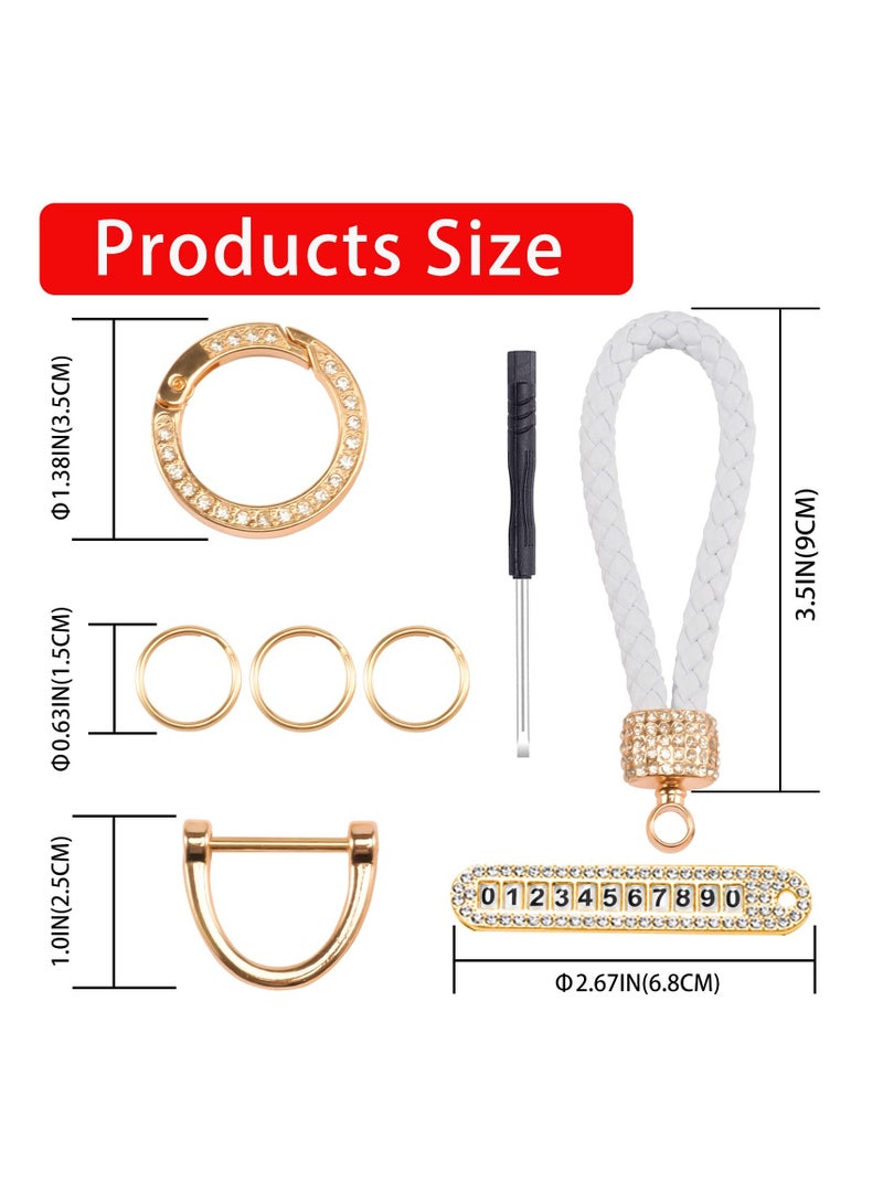 Gold Glitter Rhinestone Keychain Anti Fingerprint Electroplated Metal Keychain Ring  - Image 2
