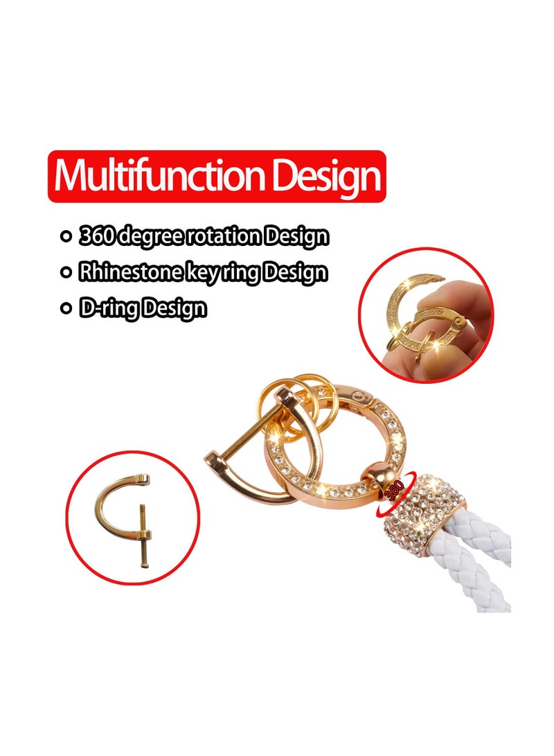 Gold Glitter Rhinestone Keychain Anti Fingerprint Electroplated Metal Keychain Ring  - Image 4