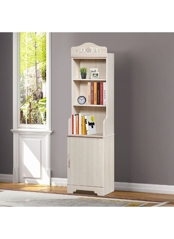 Ariana 1 Door Open Shelf Kids Book Case Modern Design Organiser Cupboard Multifunctional Display Rack Book Case For Home L48Xw40Xh183Cm -Light Oak