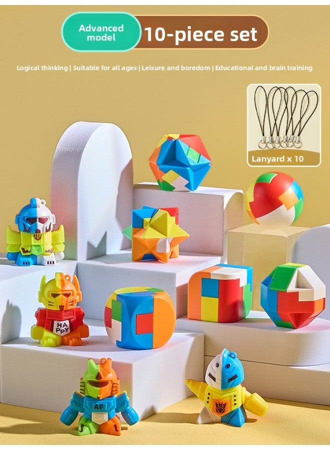 Luban Lock Kongming Lock Complete Set For Children's Cognitive Training, Suitable For Elementary Students Aged 8-12, Unlocking Building Block Toy