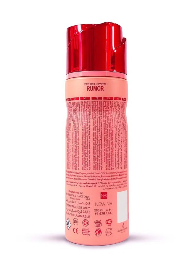 NEW NB Unbranded French Crystal Rumor Pour Femme Deodorant Spray for Women - 200ml | Refreshing and Long-Lasting Scent - Image 2