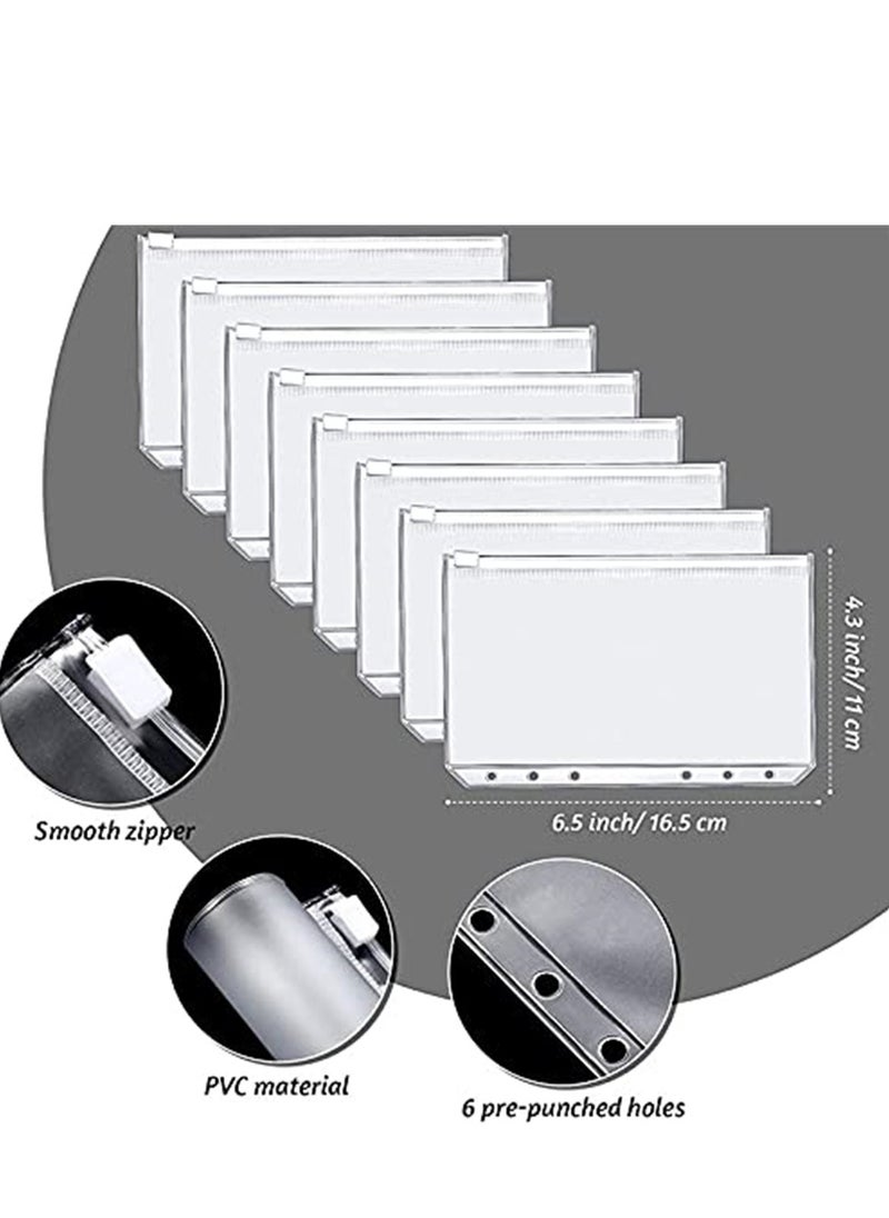 Generic A6 Leather Binder 6 Ring Binder Cover 8Pcs Binder Pockets 12Pcs Expense Budget Sheets & 2Pcs Categories Sticker Labels Money Saving Binder for Budgeting(Black)  - Image 5