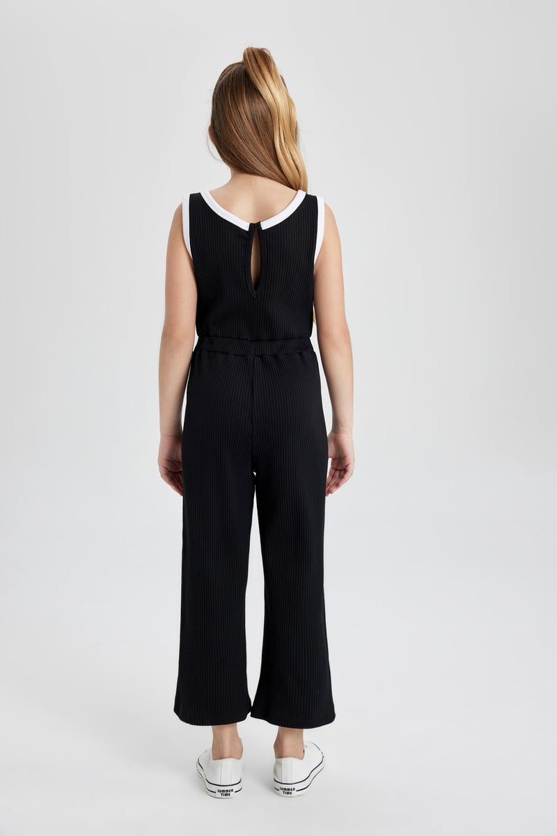 DeFacto Girl Printed Ribbed Camisole Sleeveless Long Jumpsuit  - Image 5