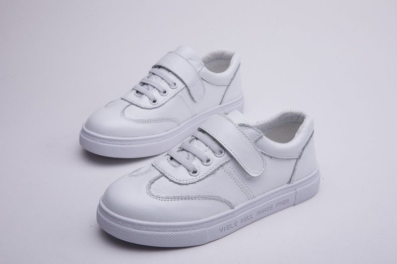 Girls' White Shoes Genuine Leather Boys' Summer Breathable 2025 Spring Medium And Large Kidsren'S Sneakers Versatile Summer Kidsren'S Sports Shoes - Image 1