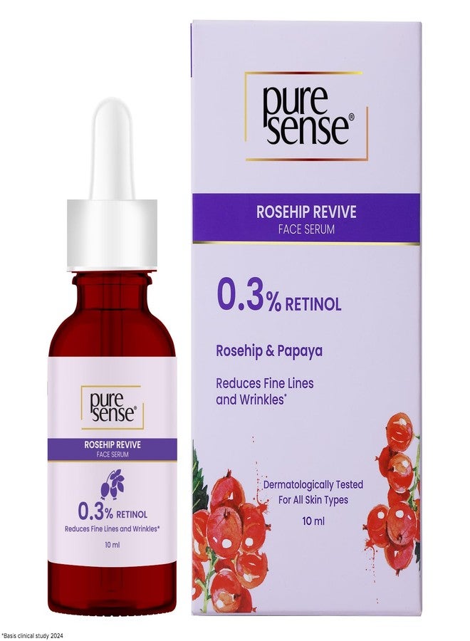 PureSense 0.3% Retinol Rosehip Face Serum for Anti Aging & Younger Looking Skin for Men and Women 10ml - Image 1