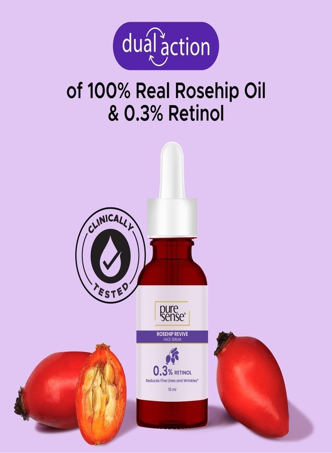 PureSense 0.3% Retinol Rosehip Face Serum for Anti Aging & Younger Looking Skin for Men and Women 10ml - Image 3