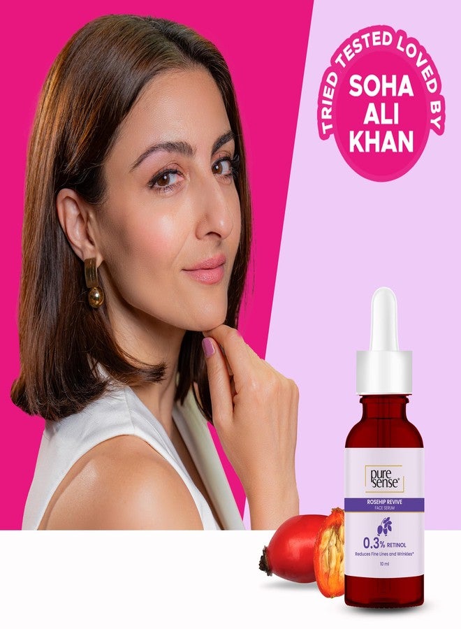 PureSense 0.3% Retinol Rosehip Face Serum for Anti Aging & Younger Looking Skin for Men and Women 10ml - Image 2