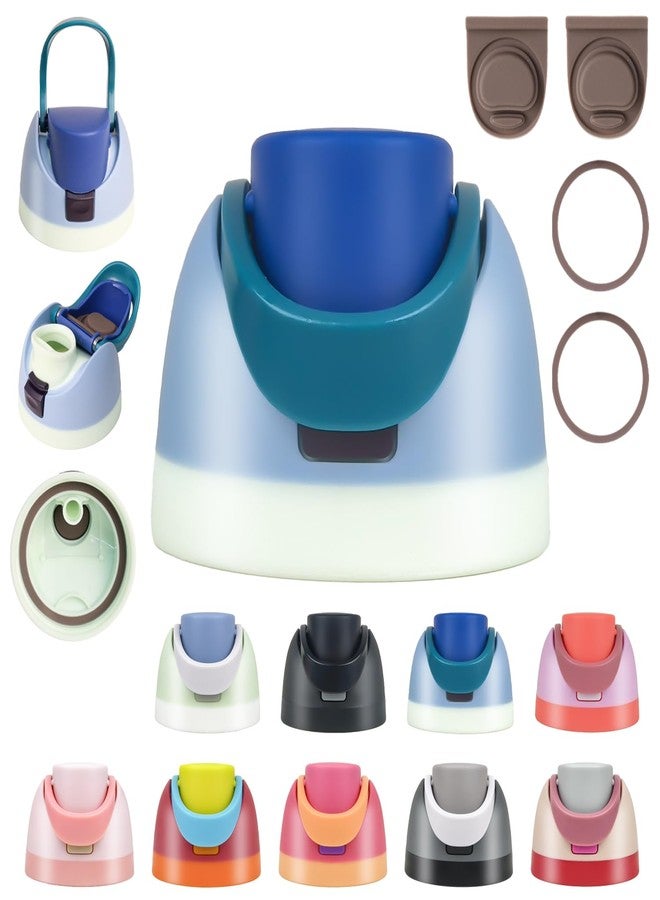 NebkDask Replacement Lid for Owala-Fits Owala Cup 16oz,24oz,32oz,40oz,Leakproof, BPA-Free Water Bottle Top Lid Replacement Accessory with 2 Gasket Replacement Stopper and 2 Bottle O Seal Ring(Denim) - Image 1