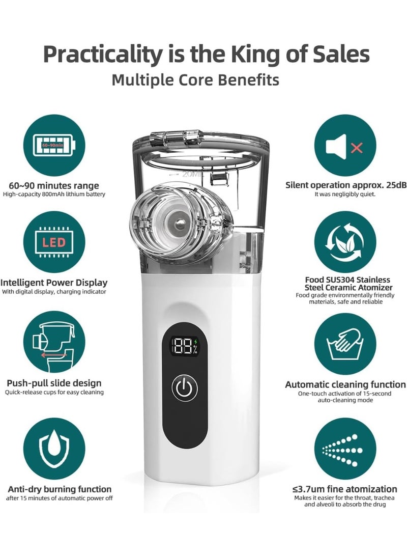 ATRJSZ Portable Mini Vaporizers, Handheld Travel Steam Compressor Machine Humidifier Cool Mist Inhaler for Adults & Kids, 800 mAh large capacity - Image 4