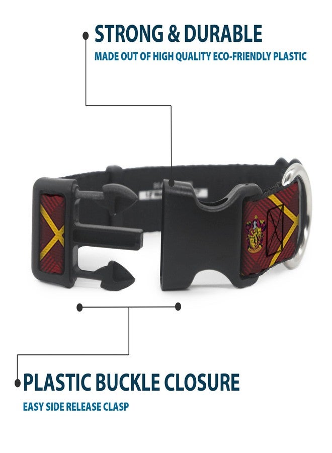 Buckle Down Buckle-Down Dog Collar Plastic Clip Harry Potter Gryffindor Crest Plaid Reds Gold 8.5 to 12 Inches 0.5 Inch Wide - Image 4