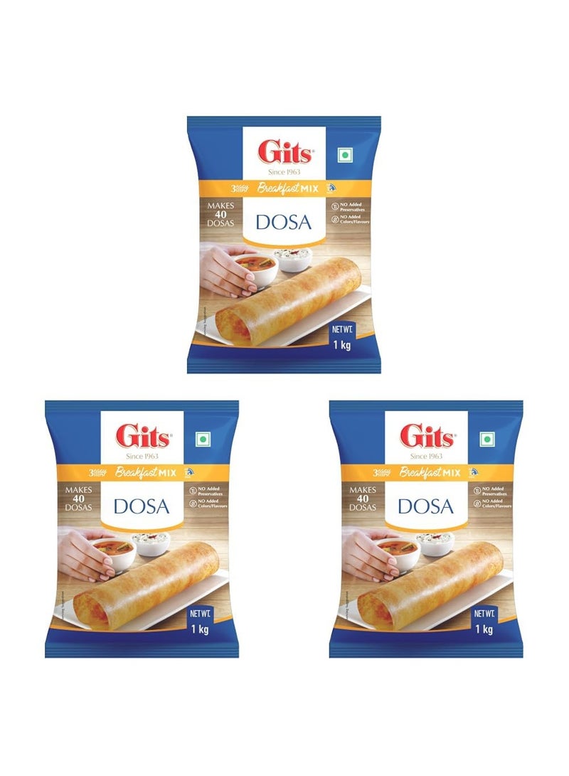 Gits Instant Rice Dosa Breakfast Mix, Makes 40 Dosas, Pure Veg, South Indian Breakfast Mix, 1Kg (Pack of 3) - Image 1