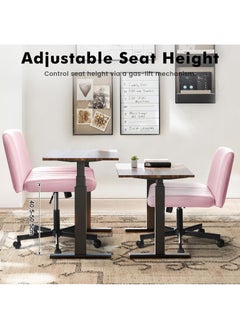 AnneFish Criss Cross Chair with Wheels Fabric Padded Armless Cross Legged Office Desk Chair for Home Office Modern Swivel Height Adjustable Wide Seat Computer Task Vanity Chair  - Image 5