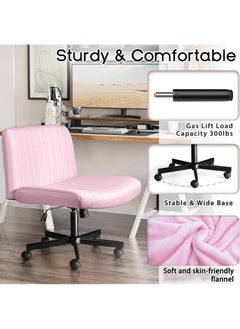 AnneFish Criss Cross Chair with Wheels Fabric Padded Armless Cross Legged Office Desk Chair for Home Office Modern Swivel Height Adjustable Wide Seat Computer Task Vanity Chair  - Image 4