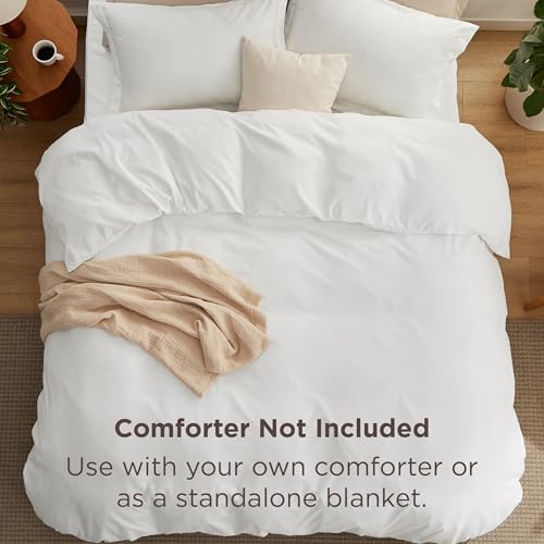 Bedsure Duvet Cover with Fitted Sheet King - Cooling Deep Pocket, Hotel Luxury Soft Double Brushed Bedding Set with Zipper Closure, 1 Duvet Cover, 1 Fitted Sheet, 2 Pillow Shams, NO Comforter, White - Image 4