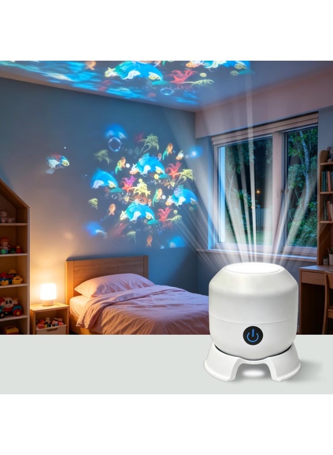 Dynamic Rotating LED Projector Light, Projector Lamp for Kids, Ocean World Projection Lamp, Home Decorative Light, Adjustable Brightness, 360° Rotating Unique Base Design, for Meditation, Bedroom, Home Theater - Image 1