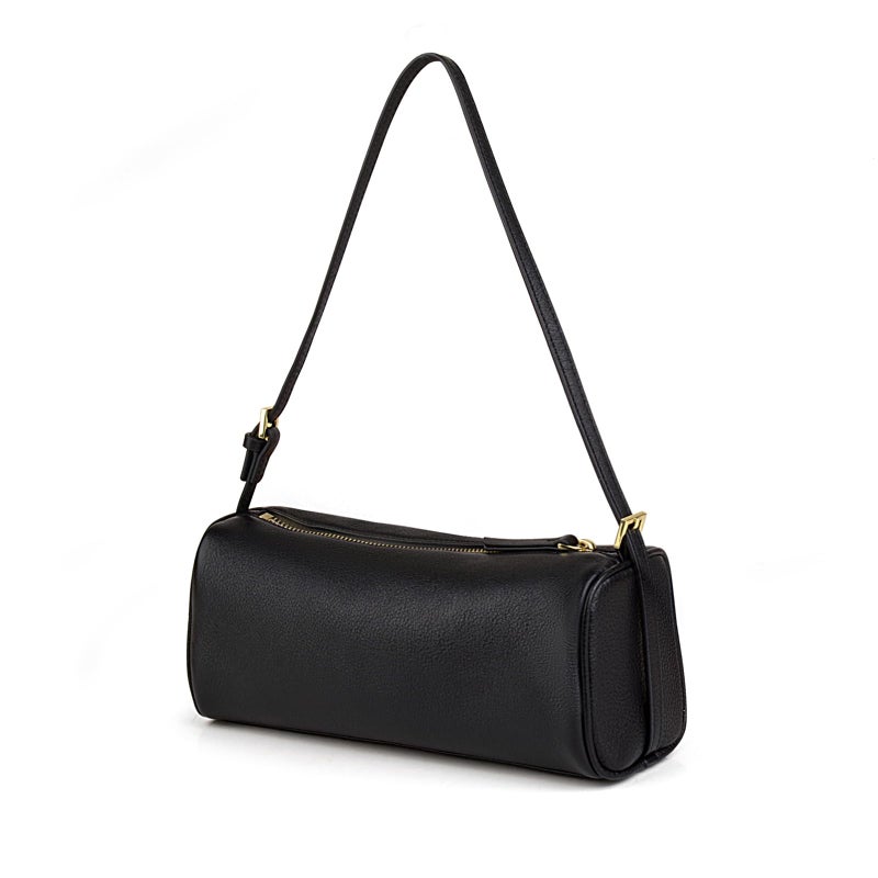 DONNAIN Premium Full Grained Leather Crossbody Purses for Women, Barrel Bag and Hobo Bags for Women with Adjustable Strap (Black, Small) - Image 1
