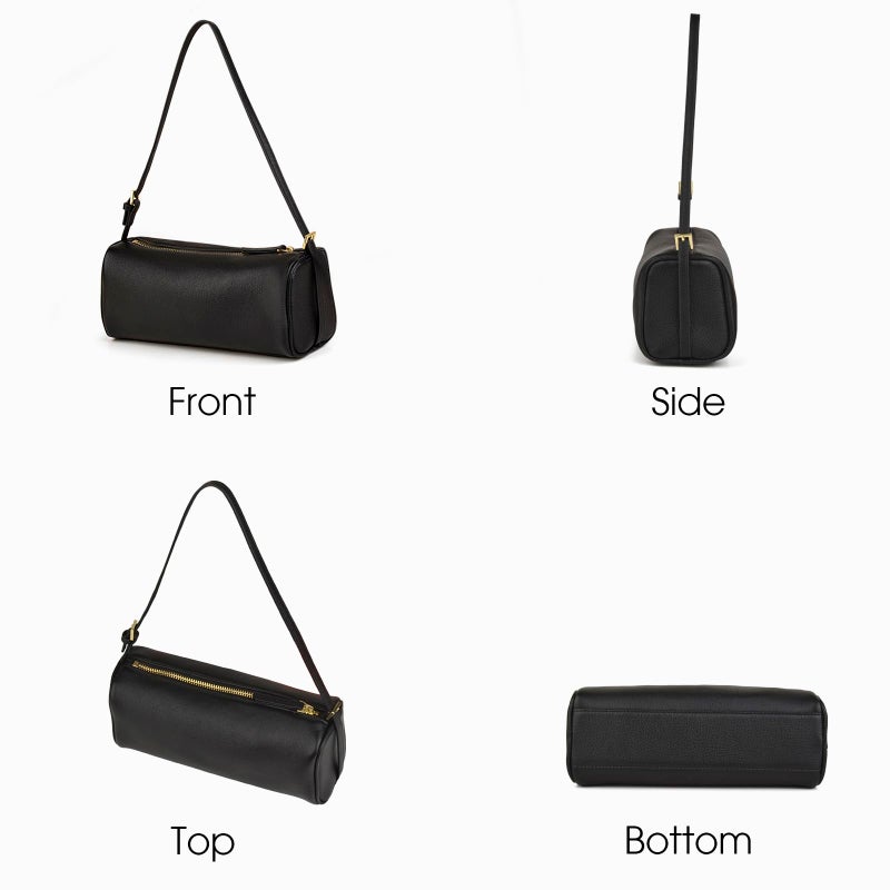 DONNAIN Premium Full Grained Leather Crossbody Purses for Women, Barrel Bag and Hobo Bags for Women with Adjustable Strap (Black, Small) - Image 5