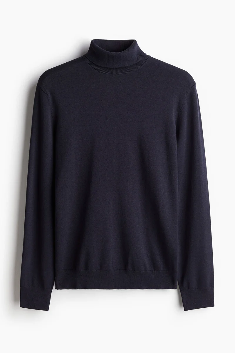 H&M Slim Fit Fine-Knit Polo-Neck Jumper
