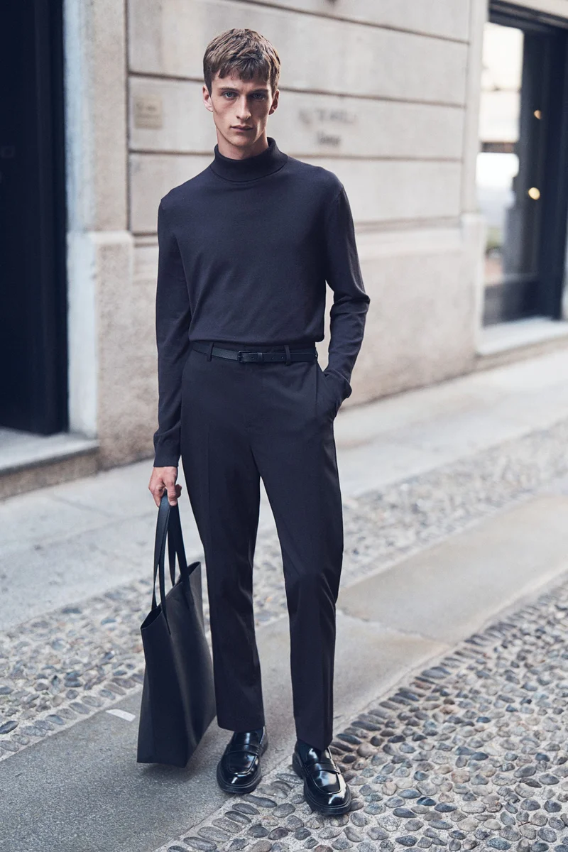 H&M Slim Fit Fine-Knit Polo-Neck Jumper
