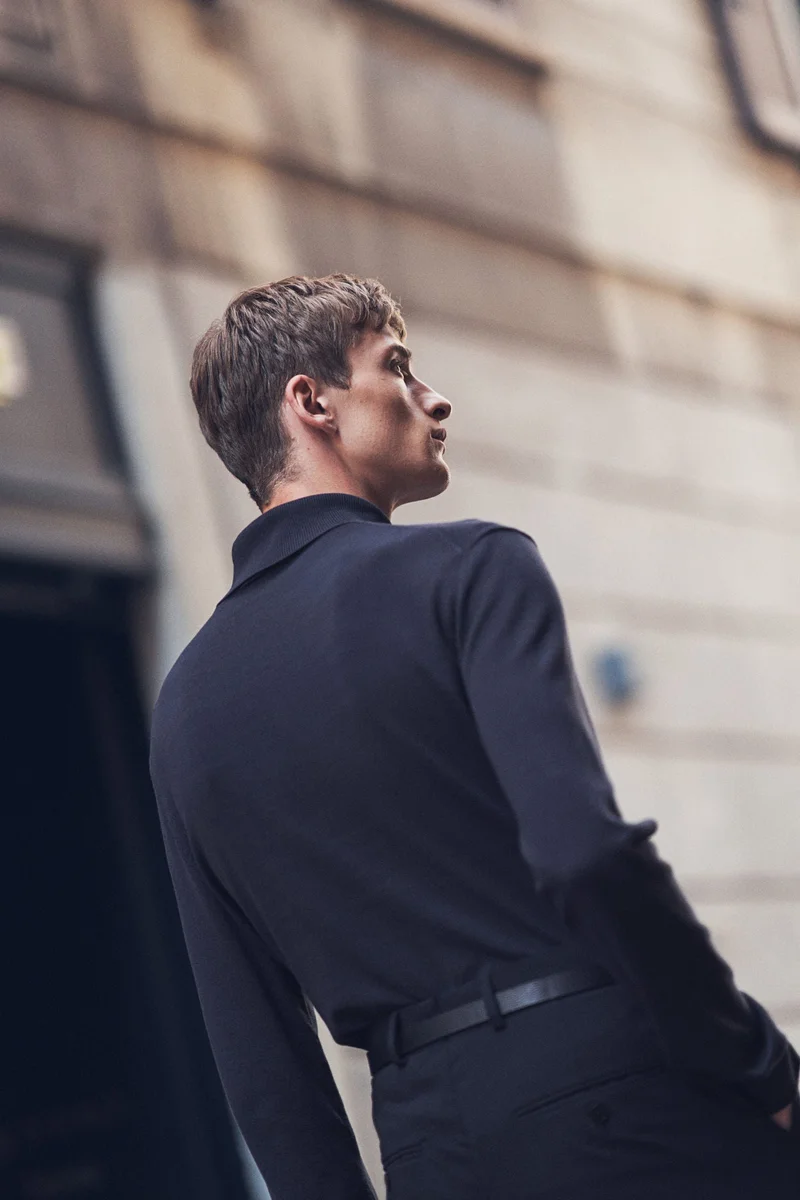 H&M Slim Fit Fine-Knit Polo-Neck Jumper
