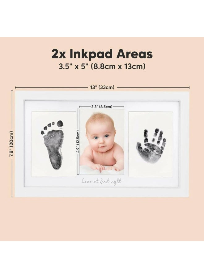 KeaBabies مجموعة إطار بصمة اليد والقدم بدون حبر بتقنية ديو كلين تاتش، أبيض جبلي - Image 2