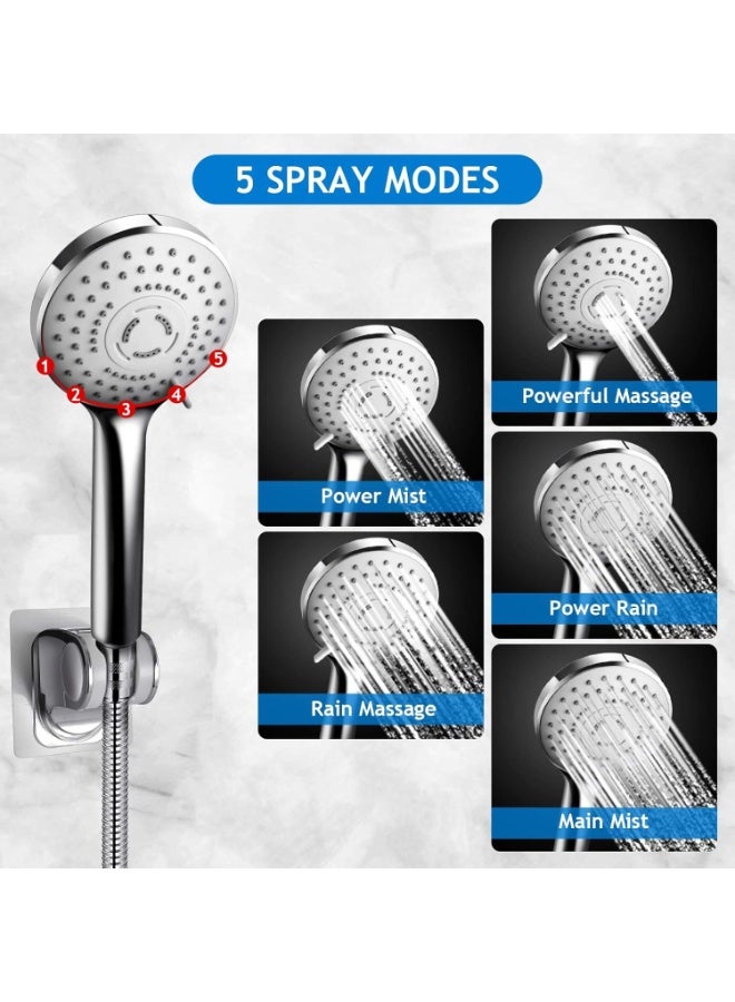 Shower Head Combo,8 Inch High Pressure Rain Shower Head with 11 Inch Adjustable Extension Arm and 5 Settings Handheld Shower Head Combo,Powerful Shower Spray Against Low Pressure Water with Long Hose - Image 3