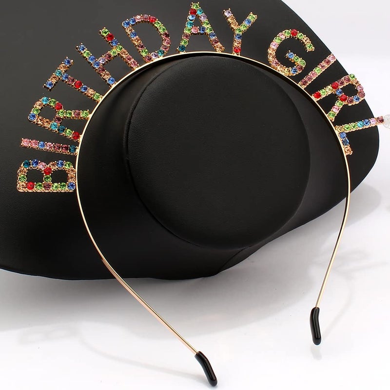 AOPRIE Hairband Birthday Tiara for Women Girls Happy Birthday Princess Crown Rhinestone Accessories, Gold Purple Colorful - Image 5