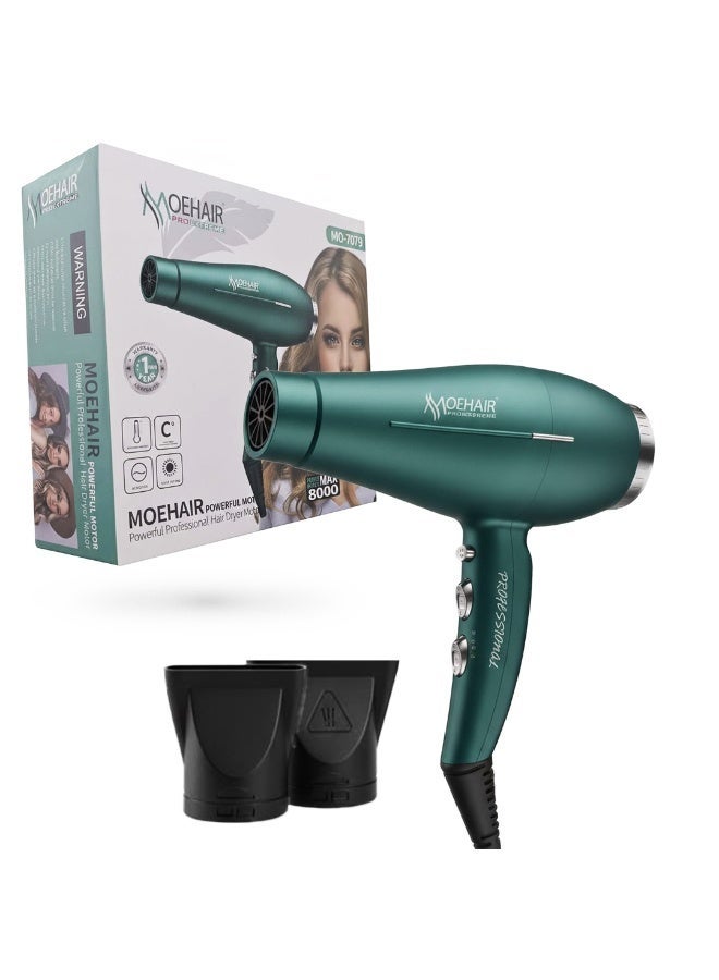 MoeHair Professional Hair Dryer 8000W with Ionic & Keratin Protection, MO-7079 Hot & Cold Air, Fast Drying and Frizz Control Blow Dryer for All Hair Types , Lightweight Design for Home & Salon Use - Image 4