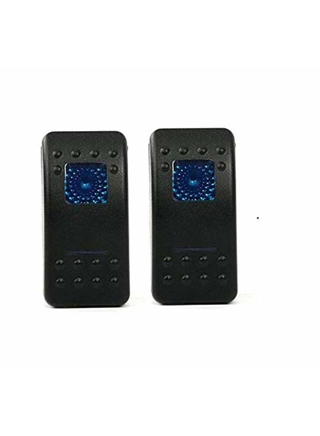 Amarine Made 2 Pack 12V 20 Amp Waterproof On-Off 2 Position Boat Marine DPDT 7 Pin Rocker Switch with 2 LED Lamp (Blue) - Image 3