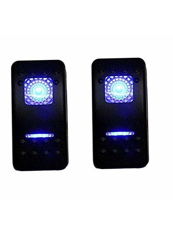 Amarine Made 2 Pack 12V 20 Amp Waterproof On-Off 2 Position Boat Marine DPDT 7 Pin Rocker Switch with 2 LED Lamp (Blue) - Image 1