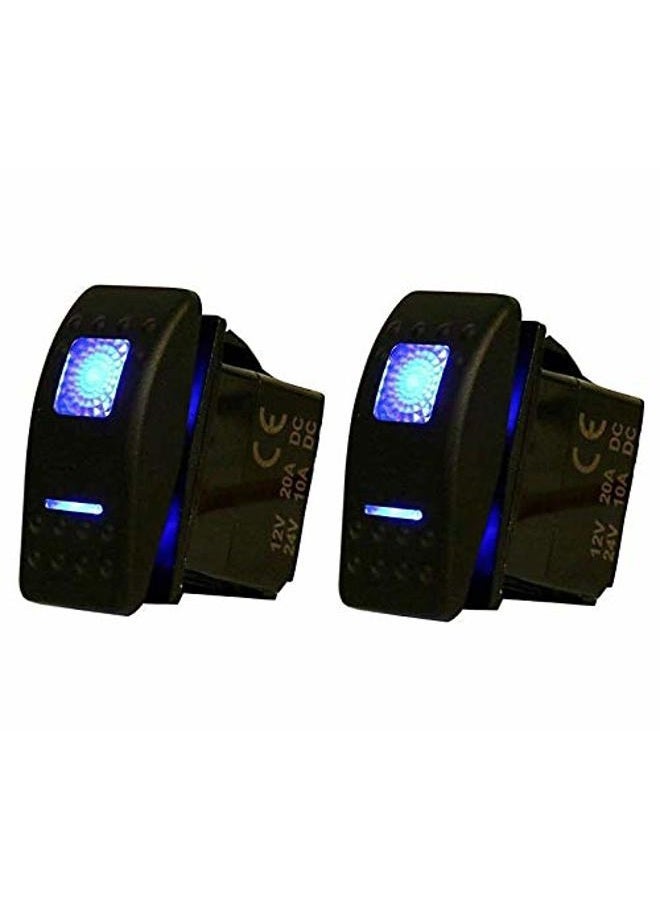 Amarine Made 2 Pack 12V 20 Amp Waterproof On-Off 2 Position Boat Marine DPDT 7 Pin Rocker Switch with 2 LED Lamp (Blue) - Image 2
