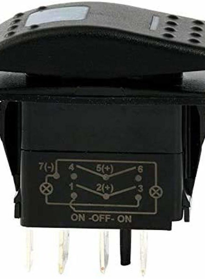 Amarine Made 2 Pack 12V 20 Amp Waterproof On-Off 2 Position Boat Marine DPDT 7 Pin Rocker Switch with 2 LED Lamp (Blue) - Image 4