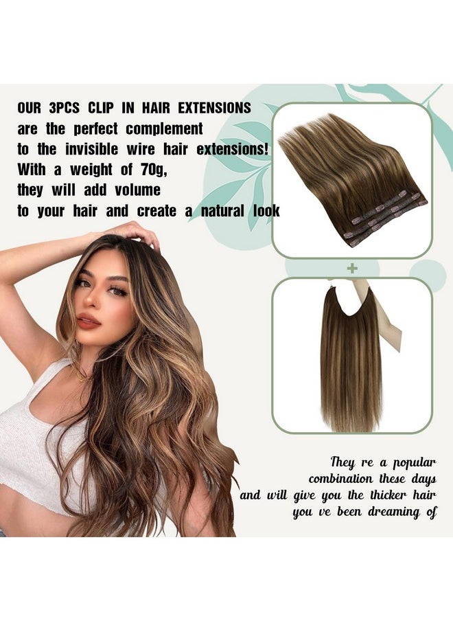 Sunny Hair Hot Sunny Wire Real Human Hair Blonde Highlight Invisible Fish Line Remy Hair Extensions Dark Ash Blonde Highlights Golden Blonde Wire Hair Extensions Real Human Hair For Back To School 80G 18Inch  - Image 5
