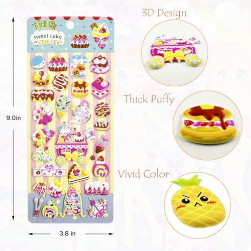 SUPER TOY 100+ 3D Puffy Cake Stickers Cute Dessert Cupcake Stickers for Boys Girls Teachers, Classroom Reward, Craft Scrapbooking, Party Gift - Image 2