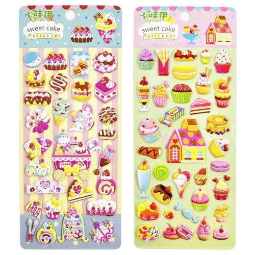 SUPER TOY 100+ 3D Puffy Cake Stickers Cute Dessert Cupcake Stickers for Boys Girls Teachers, Classroom Reward, Craft Scrapbooking, Party Gift - Image 3