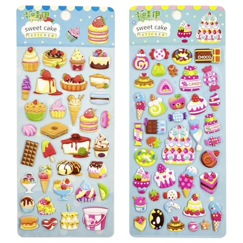 SUPER TOY 100+ 3D Puffy Cake Stickers Cute Dessert Cupcake Stickers for Boys Girls Teachers, Classroom Reward, Craft Scrapbooking, Party Gift - Image 4
