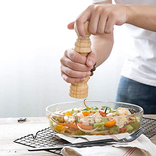 Luximal (8 inch) Wooden Amazing Salt and Black Pepper Crusher Mill Sprinkler Grinder Accessories for Kitchen Dining Table Set | Best Kitchen Tools and Gadgets - Image 2