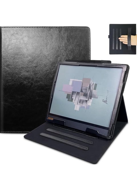 متوافقة مع Onyx Boox Note Air 4 C 10.3 بوصة (2024) - حالة جلدية قذيفة PU مع حزام معصم/دعامة أقلام وإيقاف النوم/الاستيقاظ التلقائي لجهاز Boox Note Air 4 C