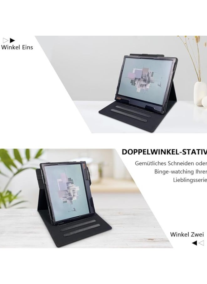 متوافقة مع Onyx Boox Note Air 4 C 10.3 بوصة (2024) - حالة جلدية قذيفة PU مع حزام معصم/دعامة أقلام وإيقاف النوم/الاستيقاظ التلقائي لجهاز Boox Note Air 4 C