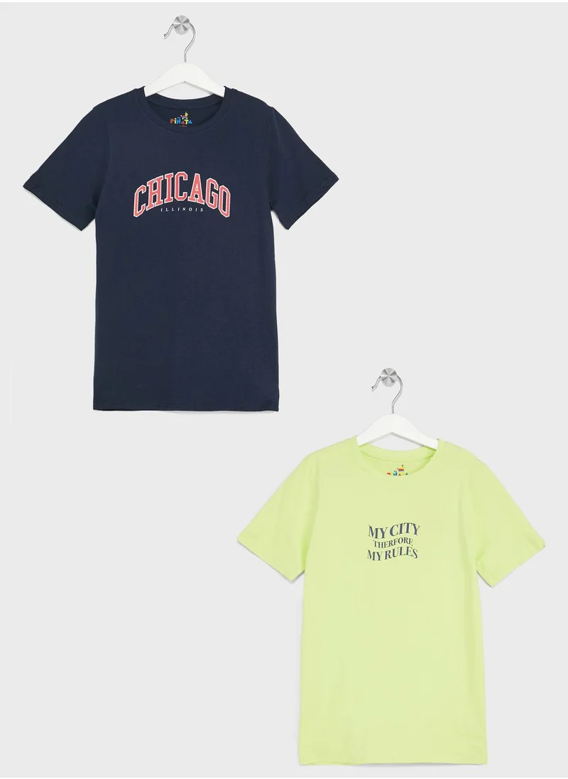 بنياتا Boys Pack Of 2 Printed T-Shirt Set