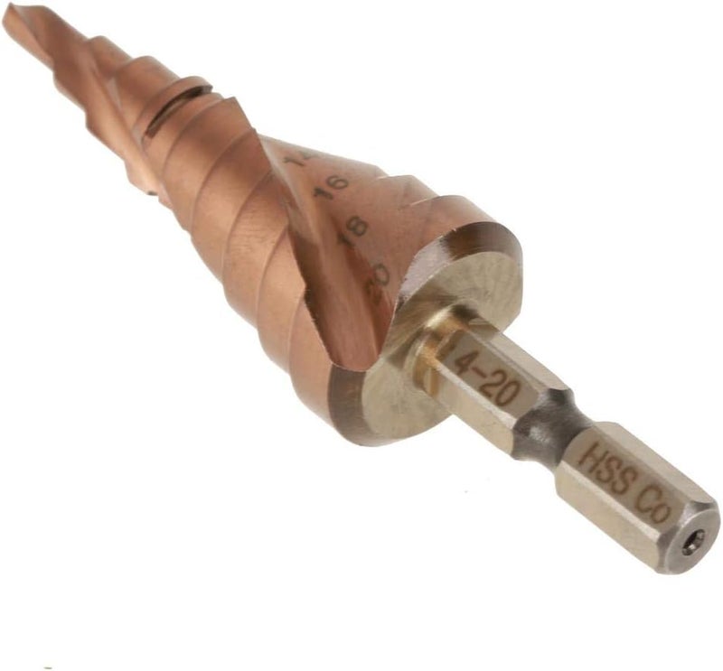klarako Step Drill Bit, 1Pcs Hexagonal Handle Spiral Groove Step Cone Cobalt Drill Bit High Speed Steel Hole Cutter Drill Press Vise Drill Bit S(4-22mm) - Image 5