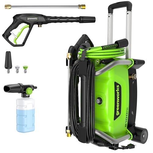 Greenworks 2100 PSI (SGS Certified) 1.2 GPM 13Amp Compact Electric Pressure Washer Telescoping Handle Power Washer for Cars, Driveways, Patios, Patio Furniture & Around Pools - Image 1