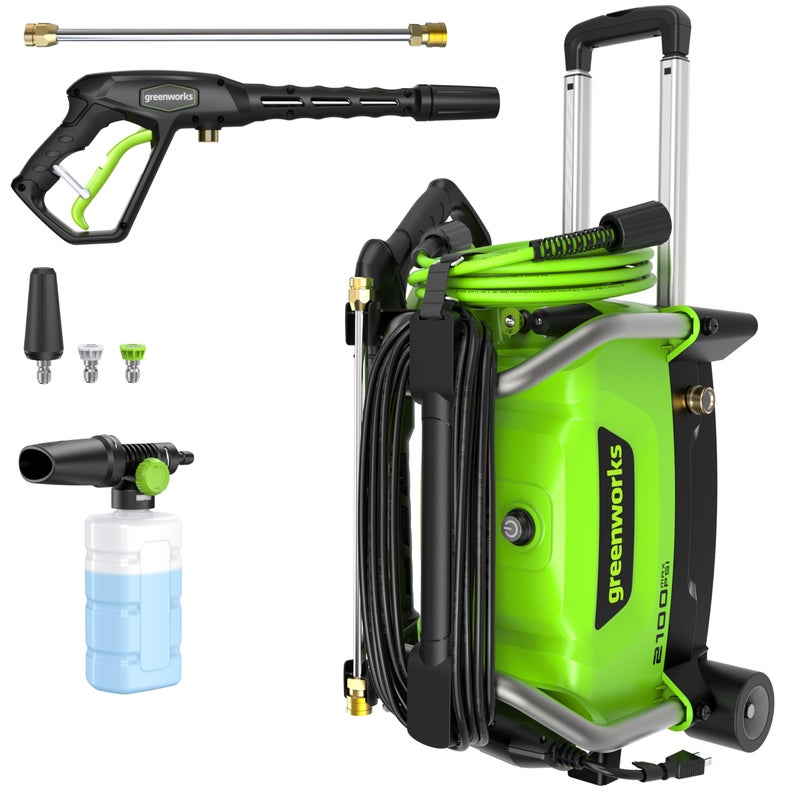 Greenworks 2100 PSI (SGS Certified) 1.2 GPM 13Amp Compact Electric Pressure Washer Telescoping Handle Power Washer for Cars, Driveways, Patios, Patio Furniture & Around Pools - Image 2