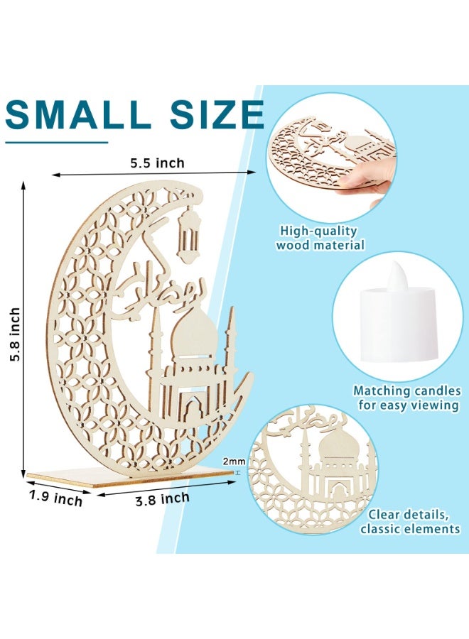 إضاءة ليلية لعيد الفطر، زينة LED على شكل قمر، مصباح طاولة، إضاءة رمضان مبارك، زينة LED خشبية ثلاثية الأبعاد على شكل قمر، مصباح رمضان مبارك، زينة عيد الفطر للمسلمين، ديكور طاولة إسلامي، إضاءة لغرفة النوم، غرفة الطعام، غرفة المعيشة، الحفلات، غرفة الأطفال، ديكور مكتب، 5.8 × 5.5 بوصة - view 2