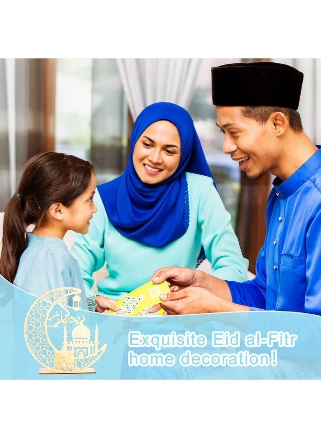 إضاءة ليلية لعيد الفطر، زينة LED على شكل قمر، مصباح طاولة، إضاءة رمضان مبارك، زينة LED خشبية ثلاثية الأبعاد على شكل قمر، مصباح رمضان مبارك، زينة عيد الفطر للمسلمين، ديكور طاولة إسلامي، إضاءة لغرفة النوم، غرفة الطعام، غرفة المعيشة، الحفلات، غرفة الأطفال، ديكور مكتب، 5.8 × 5.5 بوصة - view 4