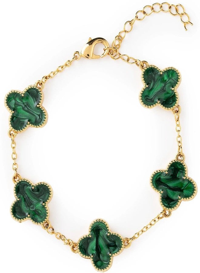 Acnos Green Clover Gold Bracelet - Premium Malachite Style Jewelry - Image 5