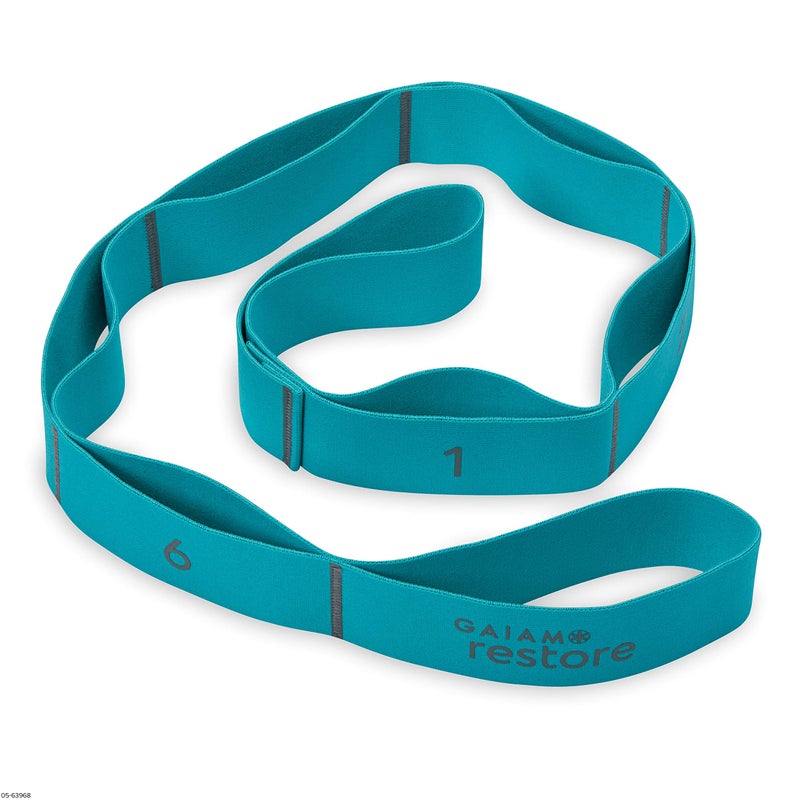 Gaiam Restore Resistance Band Stretching Strap - Stretch Legs & Arms with Medium Resistance Loops, Multiple Holds for Increased Range of Motion, Flexibility or Strength Training - Image 1