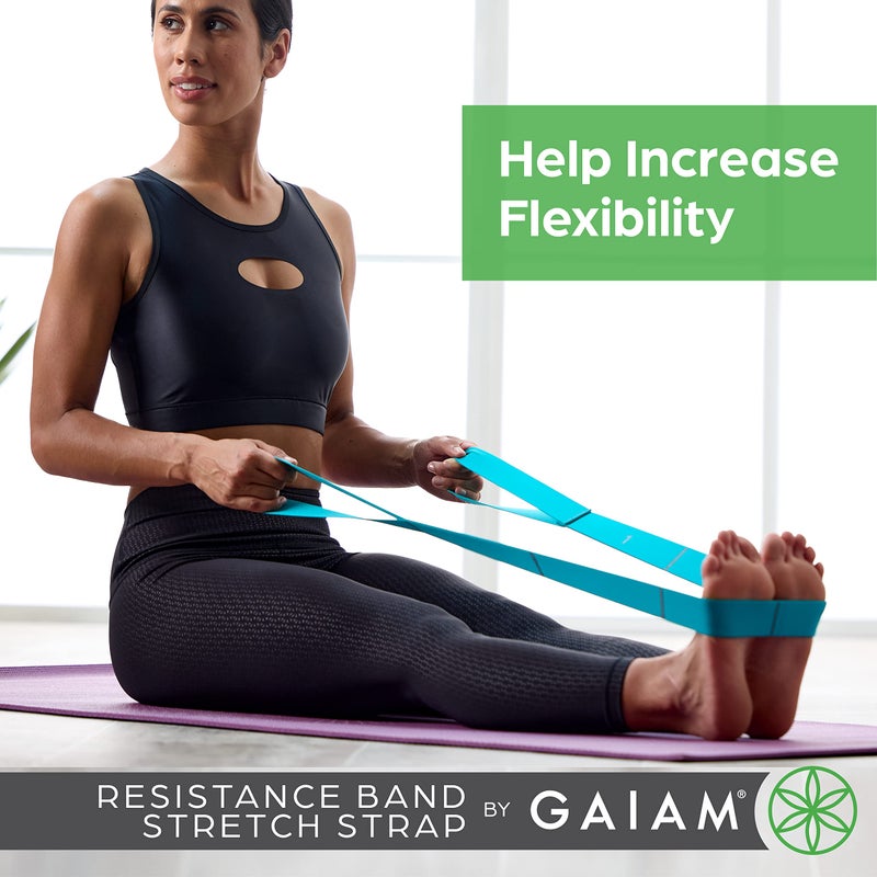 Gaiam Restore Resistance Band Stretching Strap - Stretch Legs & Arms with Medium Resistance Loops, Multiple Holds for Increased Range of Motion, Flexibility or Strength Training - Image 2