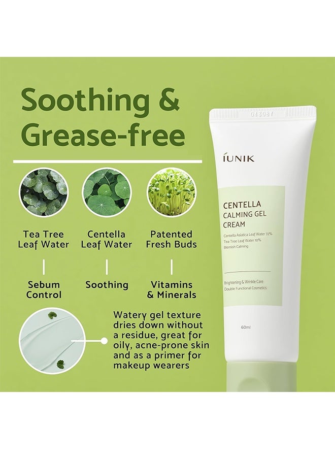 iUNIK Centella Calming Gel Cream Vegan Non-Sticky Moisturizing Blemish Care w/Centella Asiatica Tea Tree Soothes Acne Rosacea Oily & Sensitive Skin - Image 4